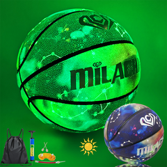 Glowing Composite Leather Luminous Basketball Size 7(29.5") with Pump