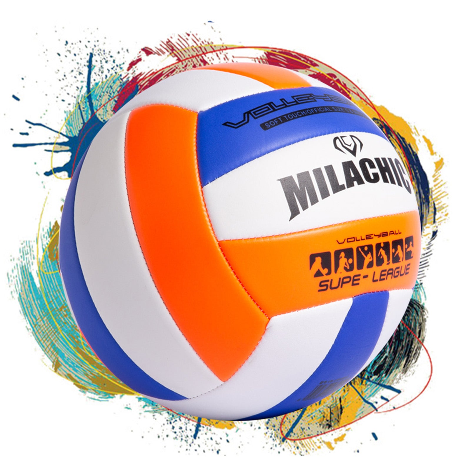 Milachic Customized Multi Color Volleyball with Name and Text in Size 5 for Men, Women