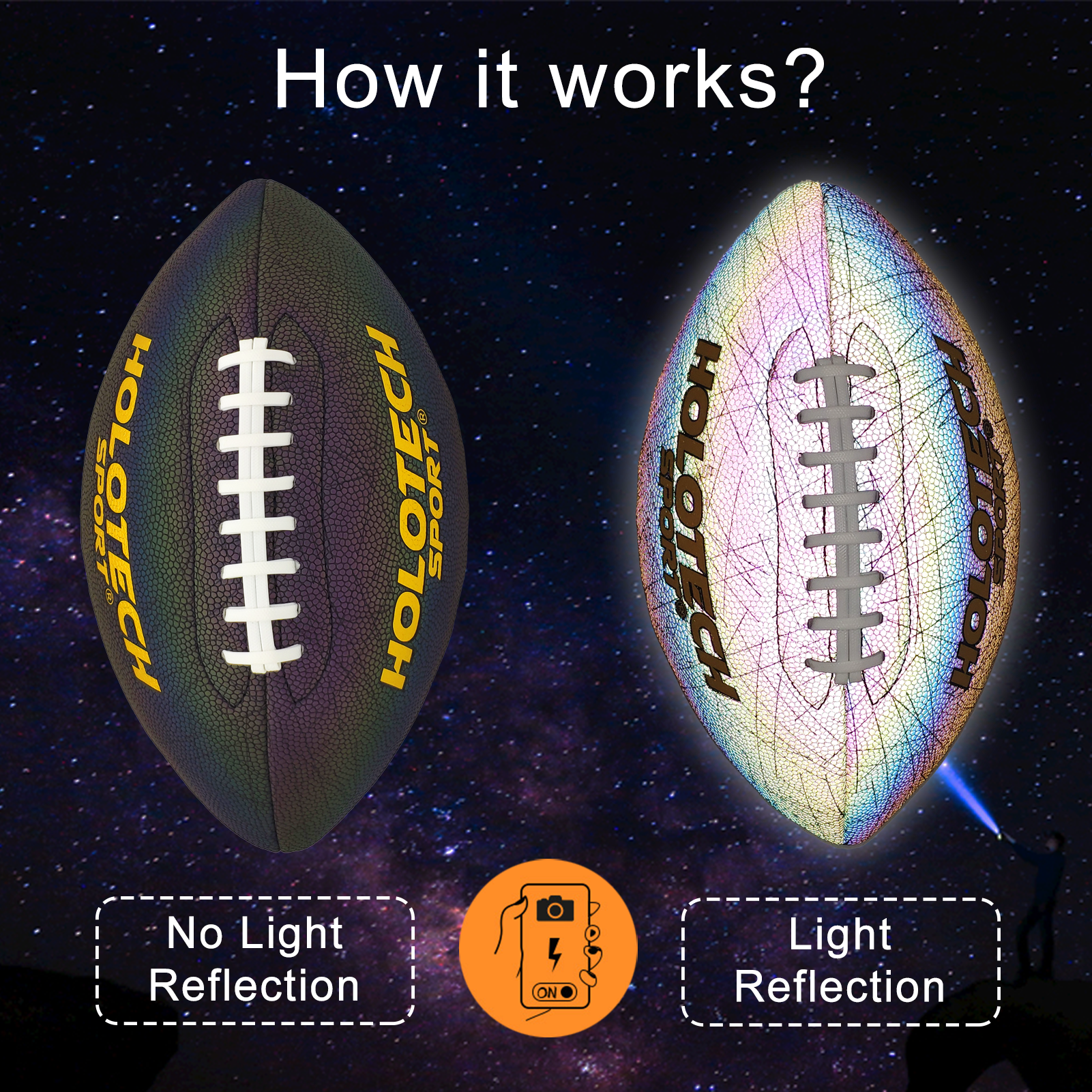 Holotech Glowing in The Dark Football for Night Games & Training