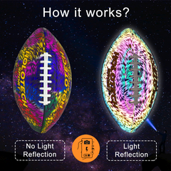 Football - Holographic Reflective Glowing Football Size 9, Hologram American Football for Youth and Adults, Durable Composite Leather Football with Pump