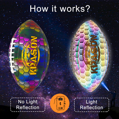 Reflective Football for Night Games & Training, Glowing in The Dark, Holographic Luminous Light Up American Football Toy Gifts for Boys, Kids, Men