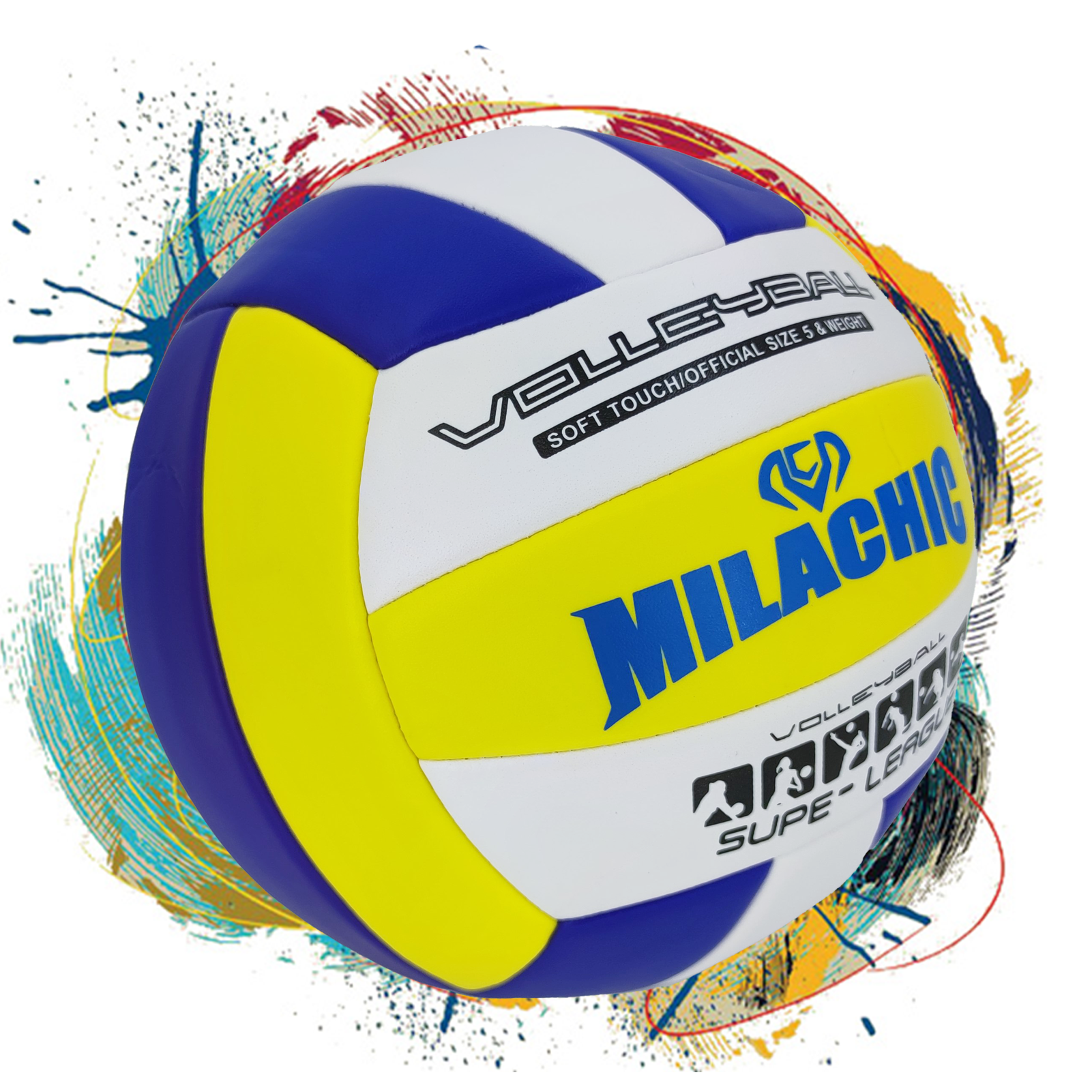 Milachic Personalized Volleyball in Colorful Panels with Name and Text in Size 5 for Men, Women