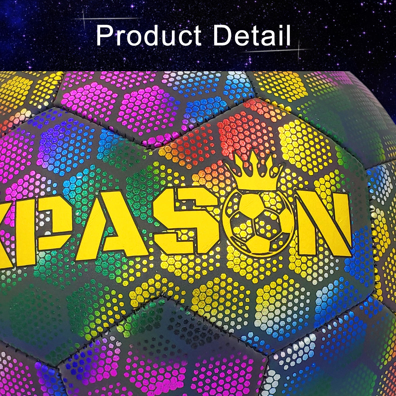 KPASON Colorful and Holographic Luminous Reflective Match Soccer Balls Size 4/ 5