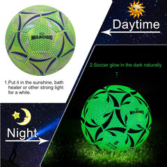 MILACHIC Soccer Ball - Green Glow in the Dark Size 5, 4 Soccer Ball