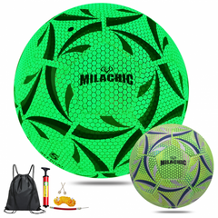 MILACHIC Soccer Ball - Green Glow in the Dark Size 5, 4 Soccer Ball