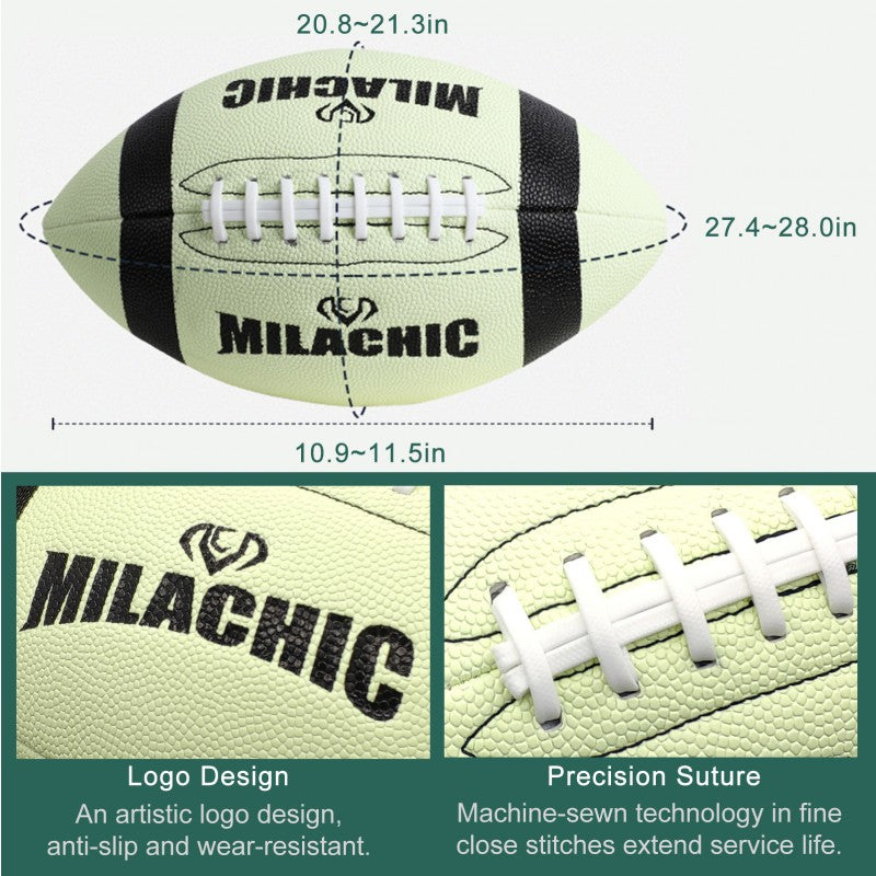 Milachic Football Glow in The Dark Football Size 9 & Youth Size 6