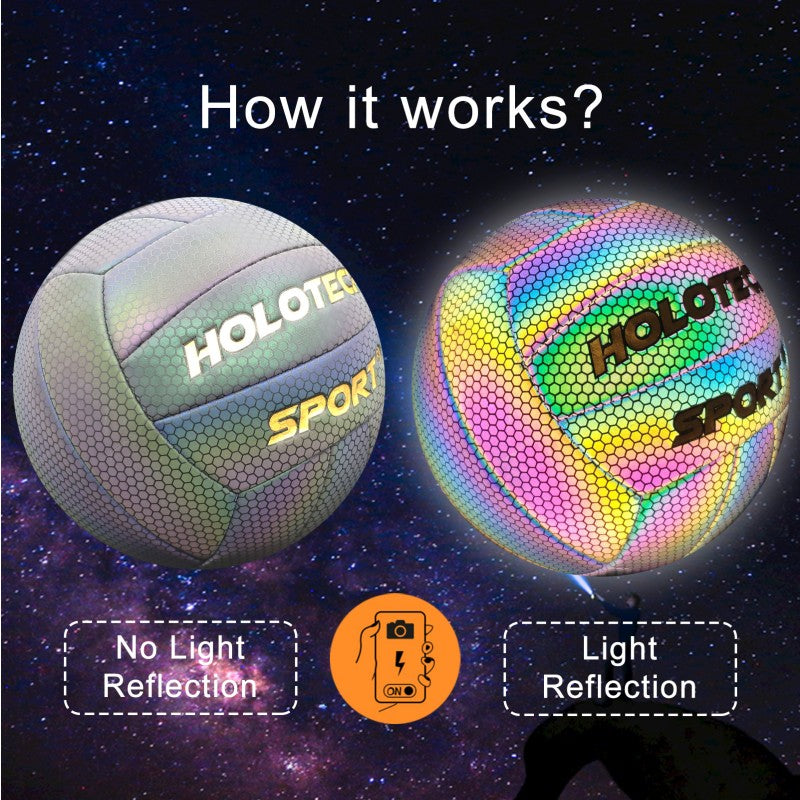 HOLOTECH Holographic Volleyball Size 5 Reflective Glowing in the Dark