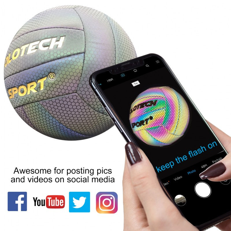 HOLOTECH Holographic Volleyball Size 5 Reflective Glowing in the Dark