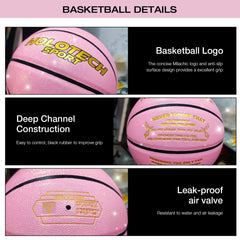 Personalized Basketball, Sparkle Glow to My Daughter Basketball Gift, Cool Indoor Outdoor Glitter Shiny Leather Basketball Size 6 for Youth, Girls, Women (with Pump)