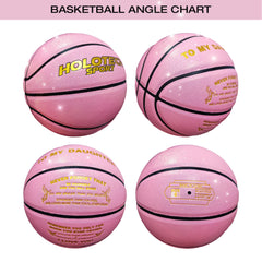 Personalized Basketball, Sparkle Glow to My Daughter Basketball Gift, Cool Indoor Outdoor Glitter Shiny Leather Basketball Size 6 for Youth, Girls, Women (with Pump)