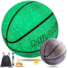 Glow in the Dark Basketball with Pump for Indoor-Outdoor Night Basketball Players