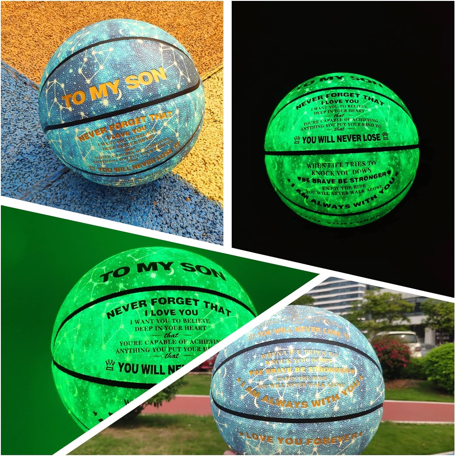 Customized Glow in The Dark Basketball with Encouraging Words