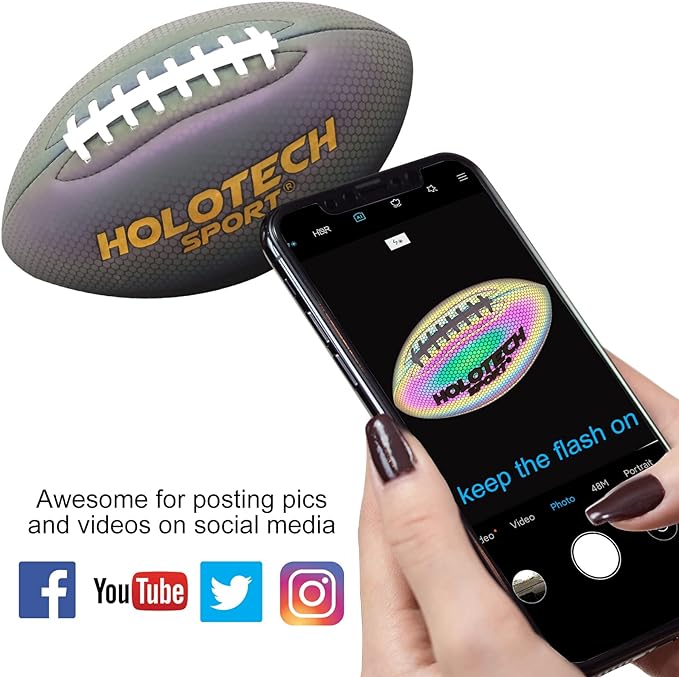 Holographic Glowing Football Peewee Size 3/6/9 Milachic®