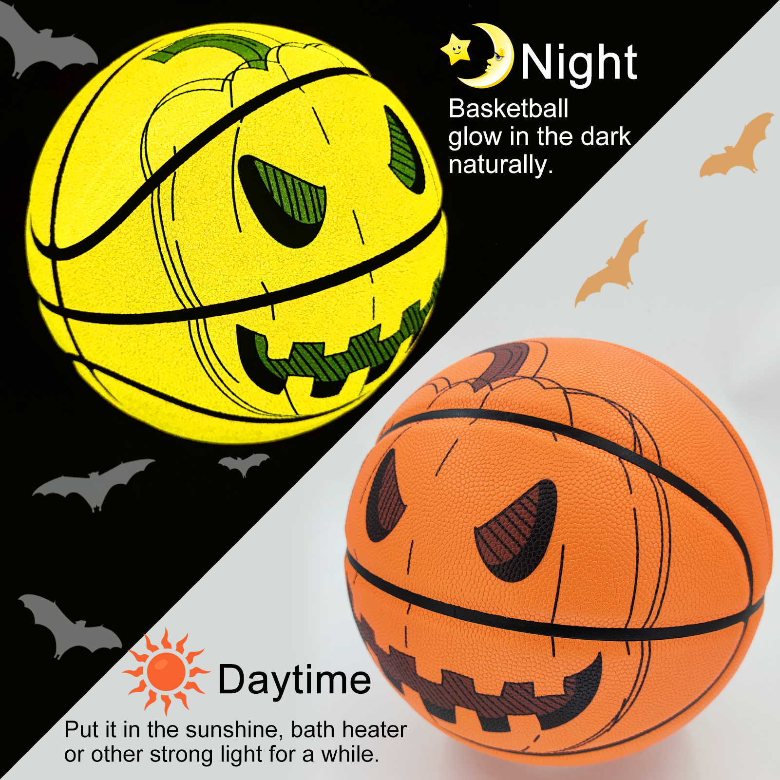 Halloween Pumpkin Luminous Basketball Size 7 for Adults