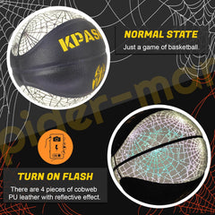 Holographic Reflective Glowing Basketball Spider Web White Size 7/29.5" with Pump for Men Women