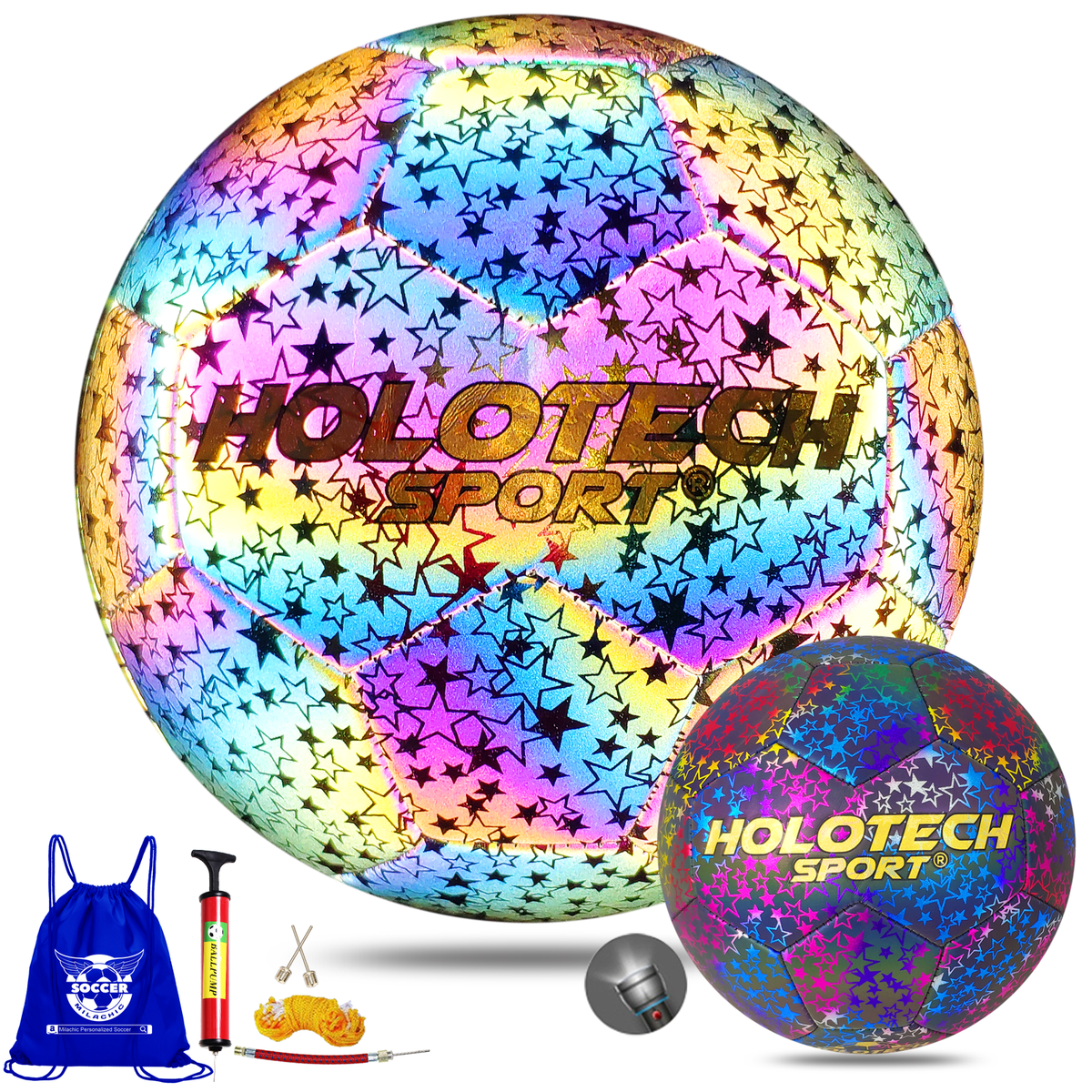 PU Leather Reflective Soccer Ball - Light Up in Camera Flash