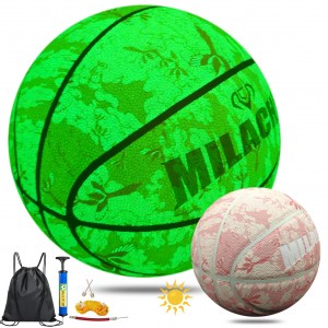 Milachic Basketball, Glow in the Dark Basketball Glowing Composite Leather Luminous Basketball Gift for Boys, Girls, Men, Women Indoor-Outdoor Night Basketball Size 7(29.5") & Size 6 (28.5") & Size 5 (27.5")
