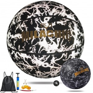 Milachic Holographic Basketball in Sizes 5, 6, and 7 for Kids and Adults. This Reflective, Glowing Composite Leather Basketball is Perfect for Indoor and Outdoor Night Games and Makes a Great Gift for Boys and Girls