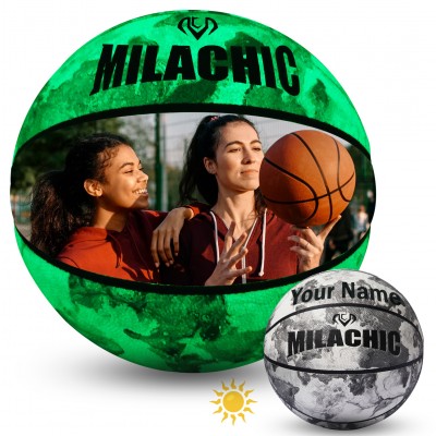 Milachic® Customized Reflective Basketballs - Wilson Evolution, Nike Options, and Personalized Gifts for Basketball Players. Perfect for Boyfriend, Girlfriend, and Teammates. Custom Basketball with Pictures and Knicks Photos Available